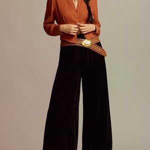 Anthropologie: The Somerset Pants, Velvet Edition, Black Wide-Leg Pants